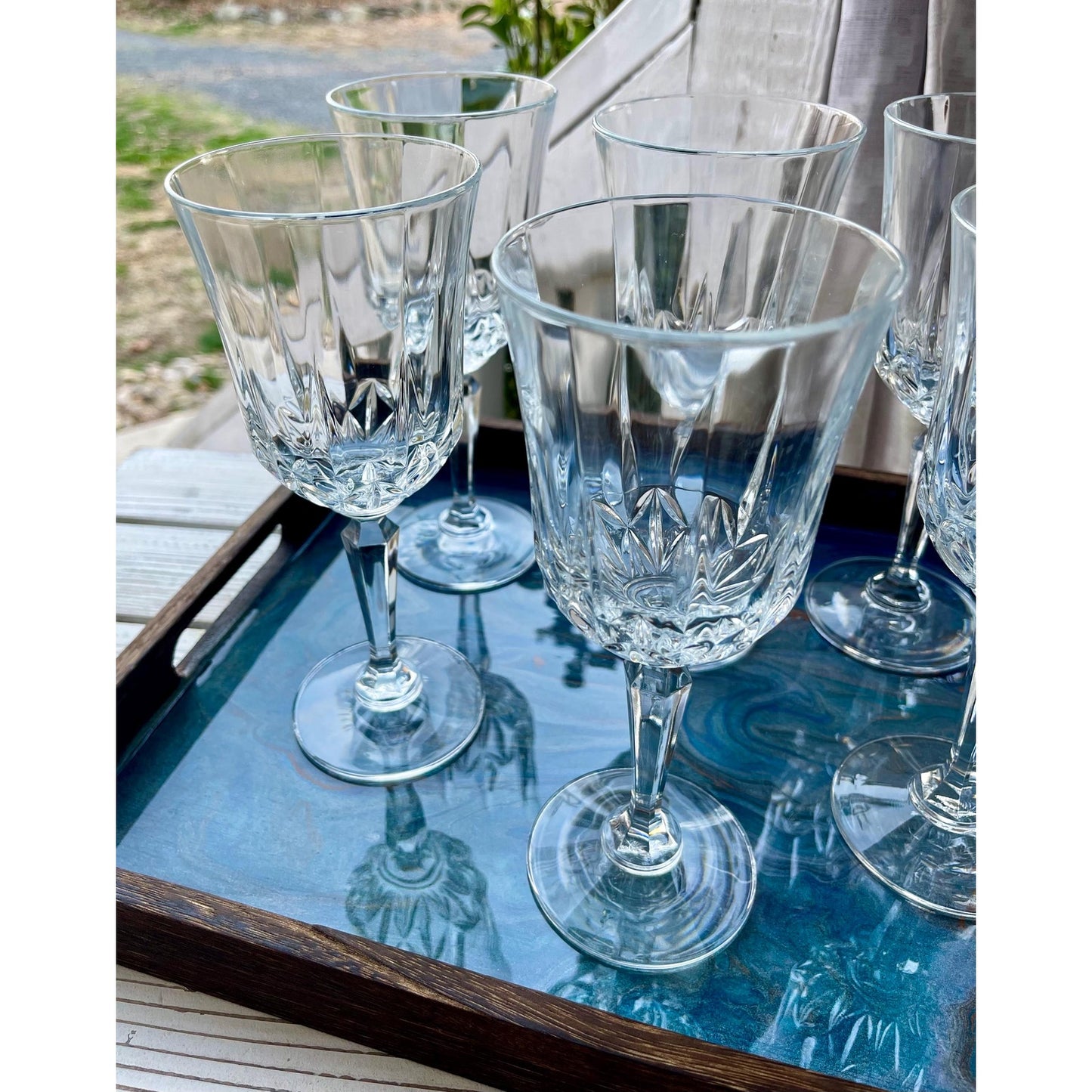 Mara Quiet Depth Resin Tray • Large Blue Abstract Serving Tray • Acrylic Pour Art • Statement Home Decor • Handmade Coffee Table Tray