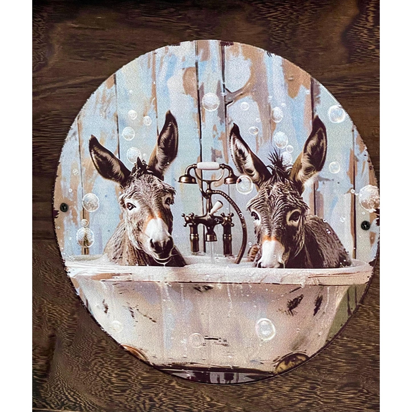 Farmhouse Bathroom Decor | Rustic Animal Wall Art | Donkey Art | Funny Farm Decor