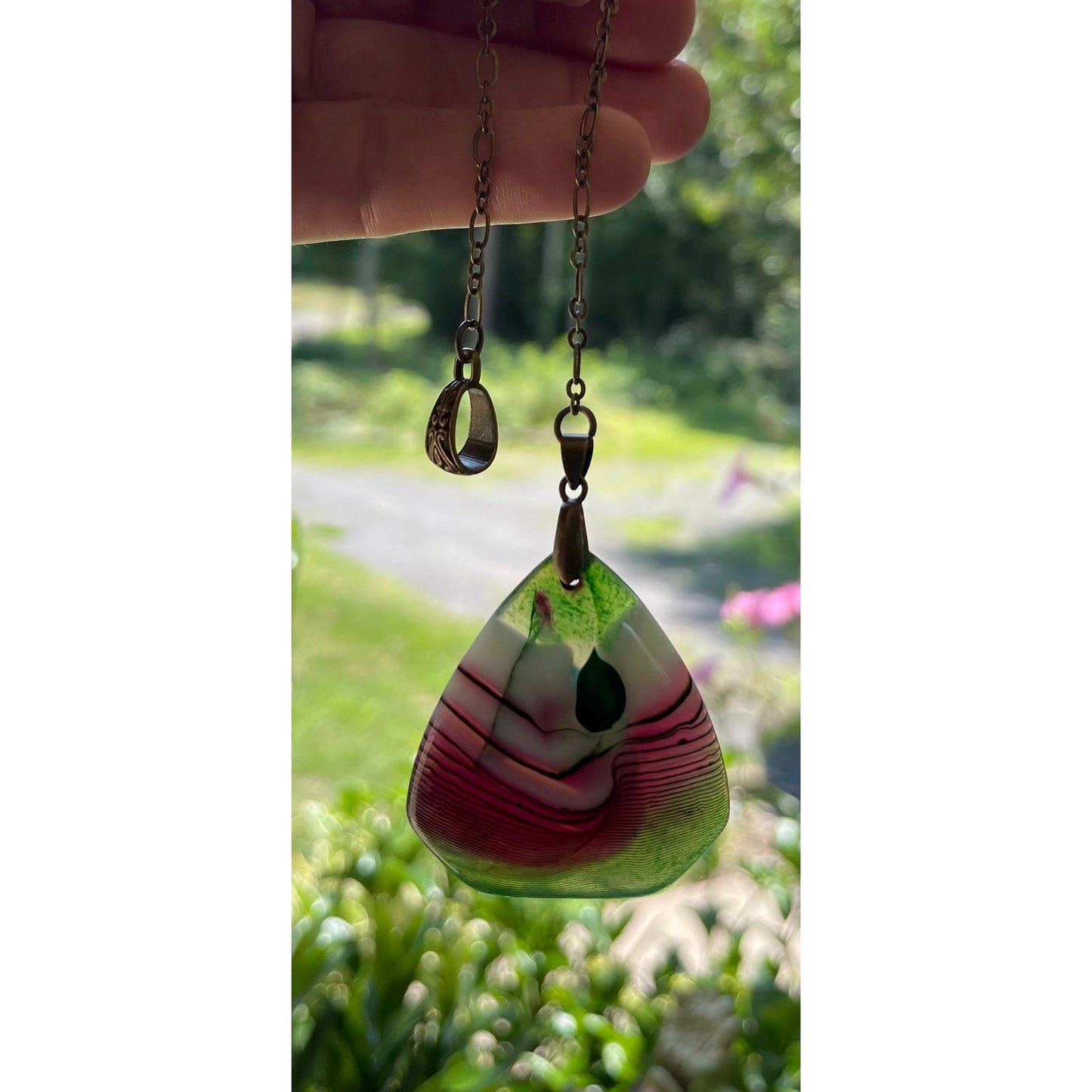 Designs by Imogen Art™ Pocket Peace Collection Green Purple Agate Meditation Stone | Pocket Comfort Stone | Mindfulness Gift