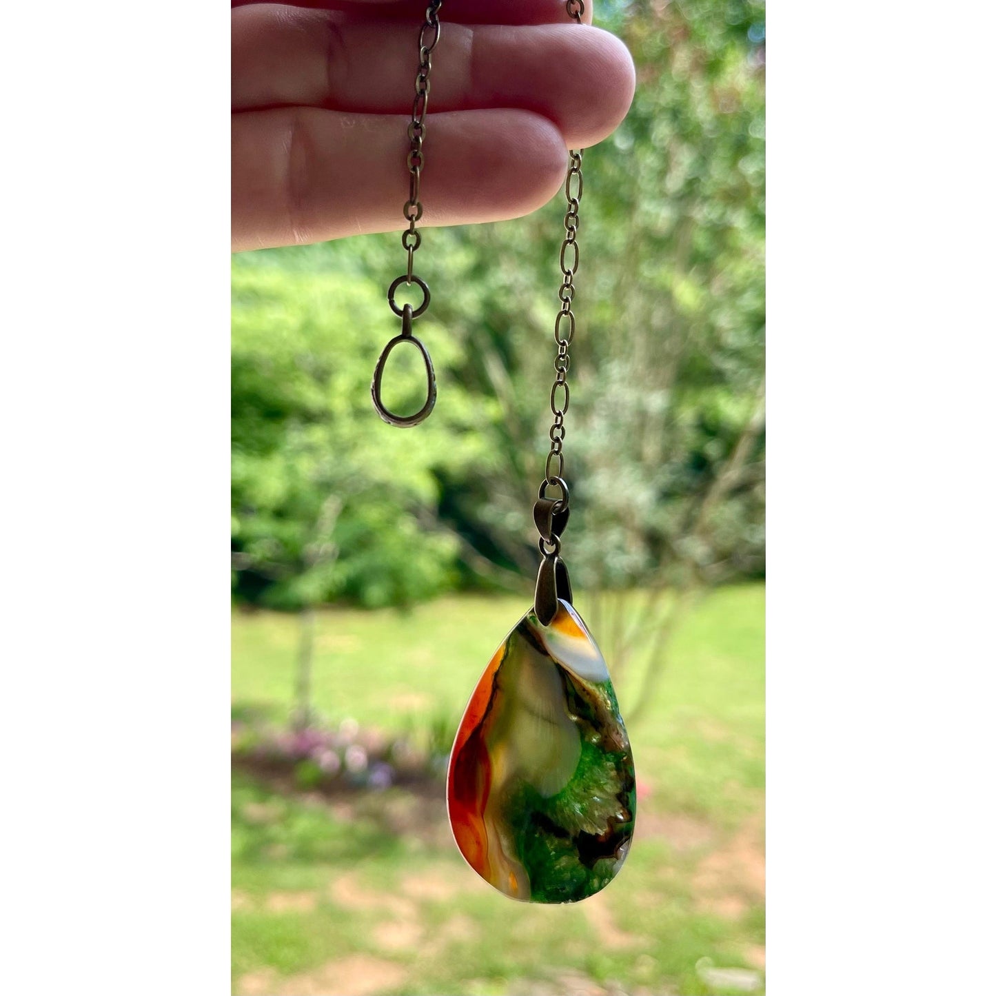 Designs by Imogen Art™ Pocket Peace Collection Green Brown Agate Meditation Stone | Pocket Comfort Stone | Mindfulness Gift