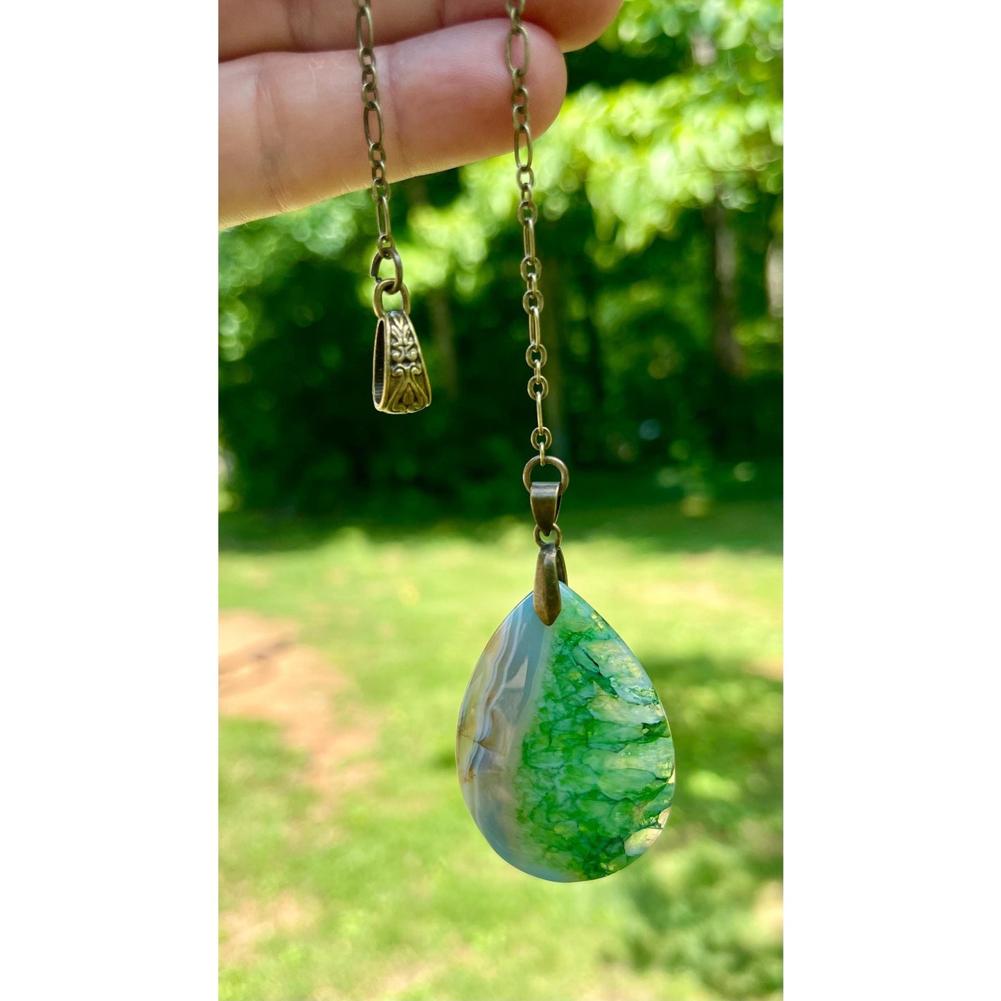 Designs by Imogen Art™ Pocket Peace Collection Green Agate Meditation Stone | Pocket Comfort Stone | Mindfulness Gift