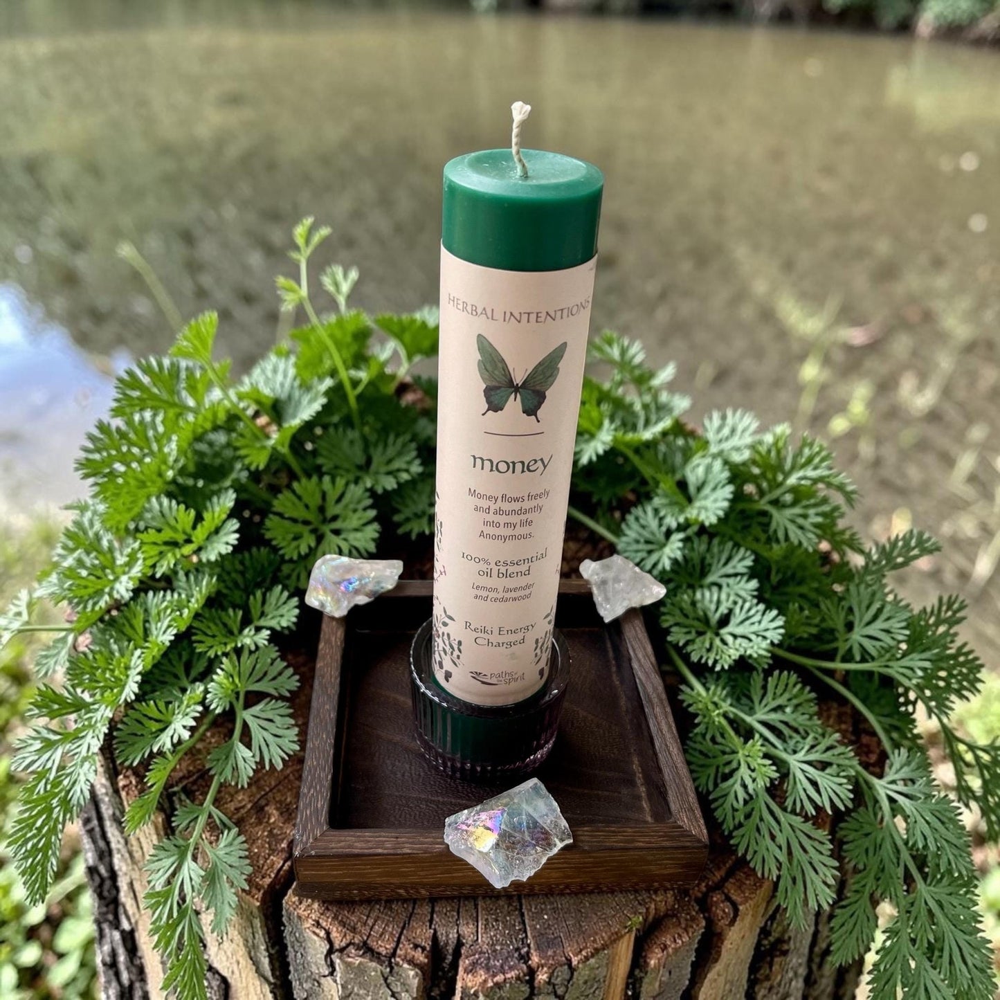 Manifestation Candle Set, Money Intention Candle with Aura Quartz, Crystal Candle Set, Reiki Charged Candle, Abundance Gift, Spiritual Decor