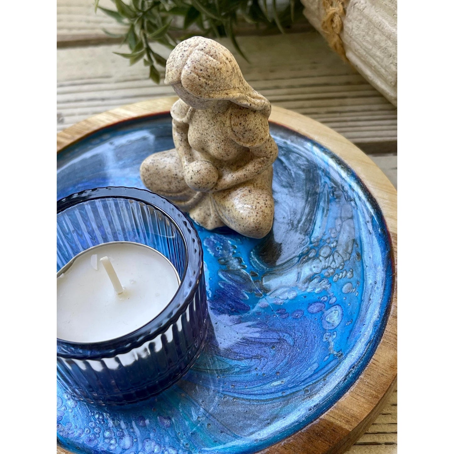 Goddess Candle Holder – Ocean Blue Acrylic Pour Tray