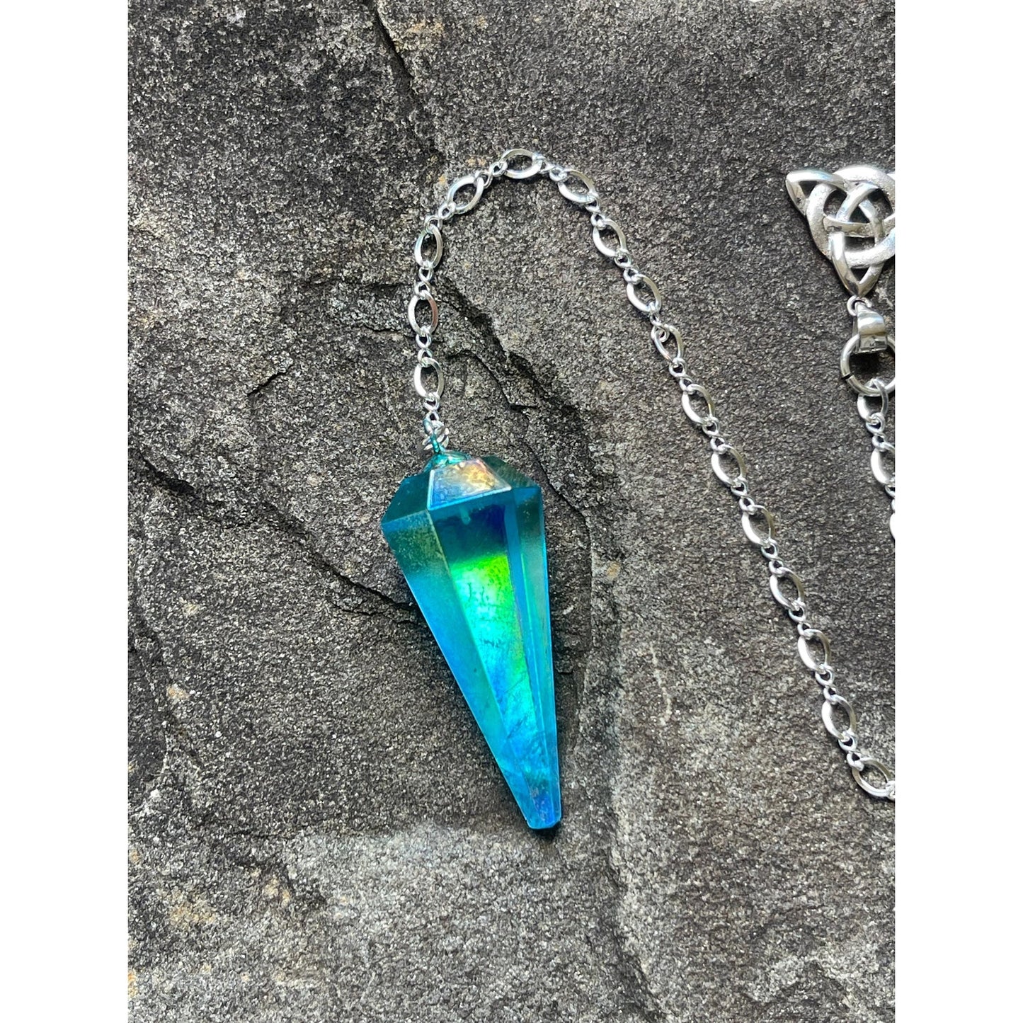 Aqua Aura Quartz Pendulum