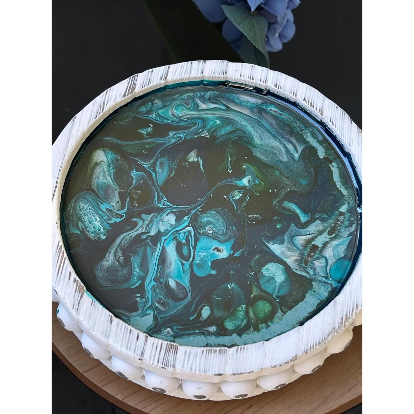 Glacial Vein Collection Mini Resin Tray with Soy Candle | Coastal Farmhouse Decor | Handmade Gift | Artisan Home Accent