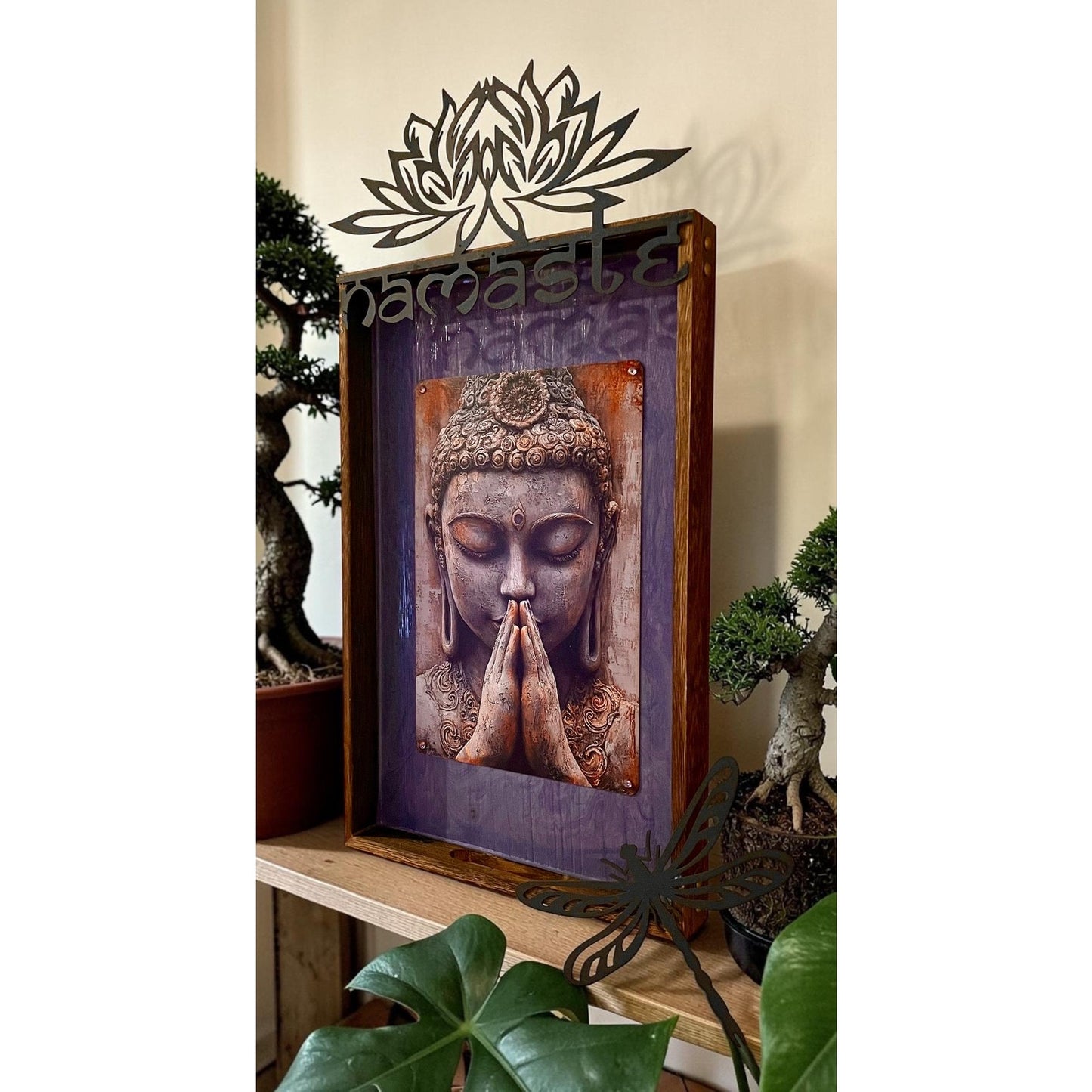 Buddha Wall Art with Namaste Lotus, Spiritual Wall Decor