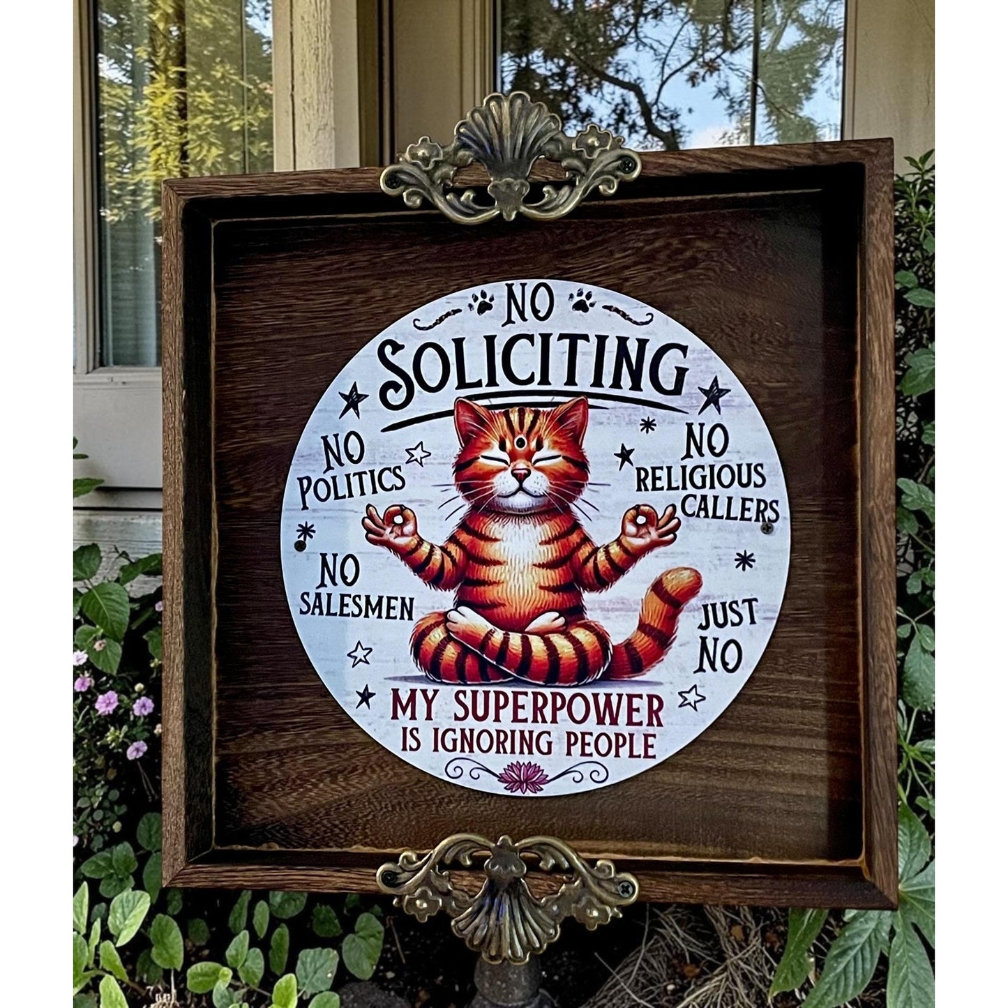Funny Cat No Soliciting Sign, Rustic Porch Decor, Cat Lover Gift, Handmade Entryway Sign, Front Door Humor Decor