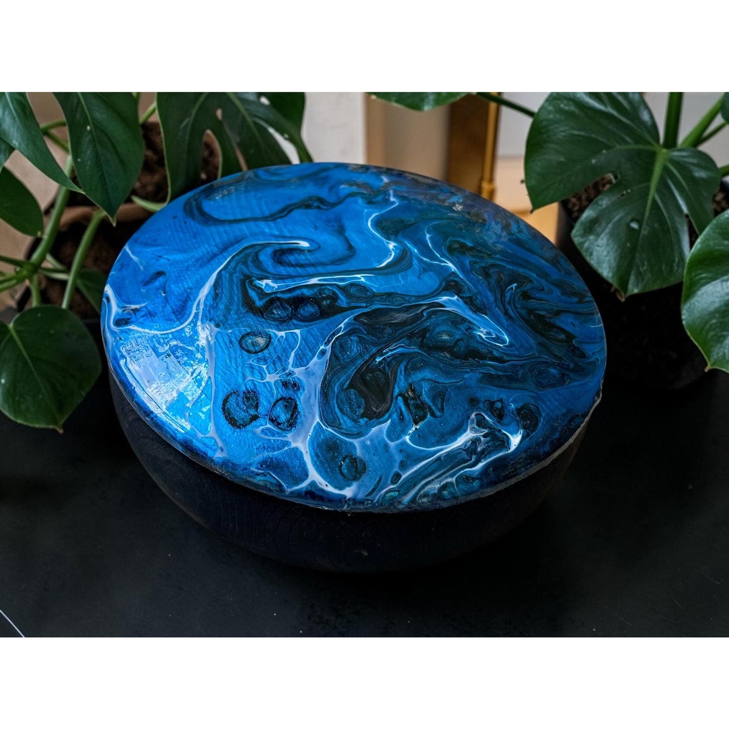 Jewelry Box, Keepsake Box, Round Hand Painted Box Acrylic Hand painted 5" x 5"