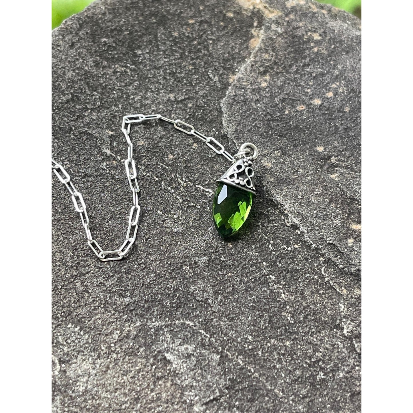 Chrysocolla Pendulum with Peridot Handle | Sterling Silver Dowsing Pendulum | Crystal Divination Tool | Handmade Spiritual Gift