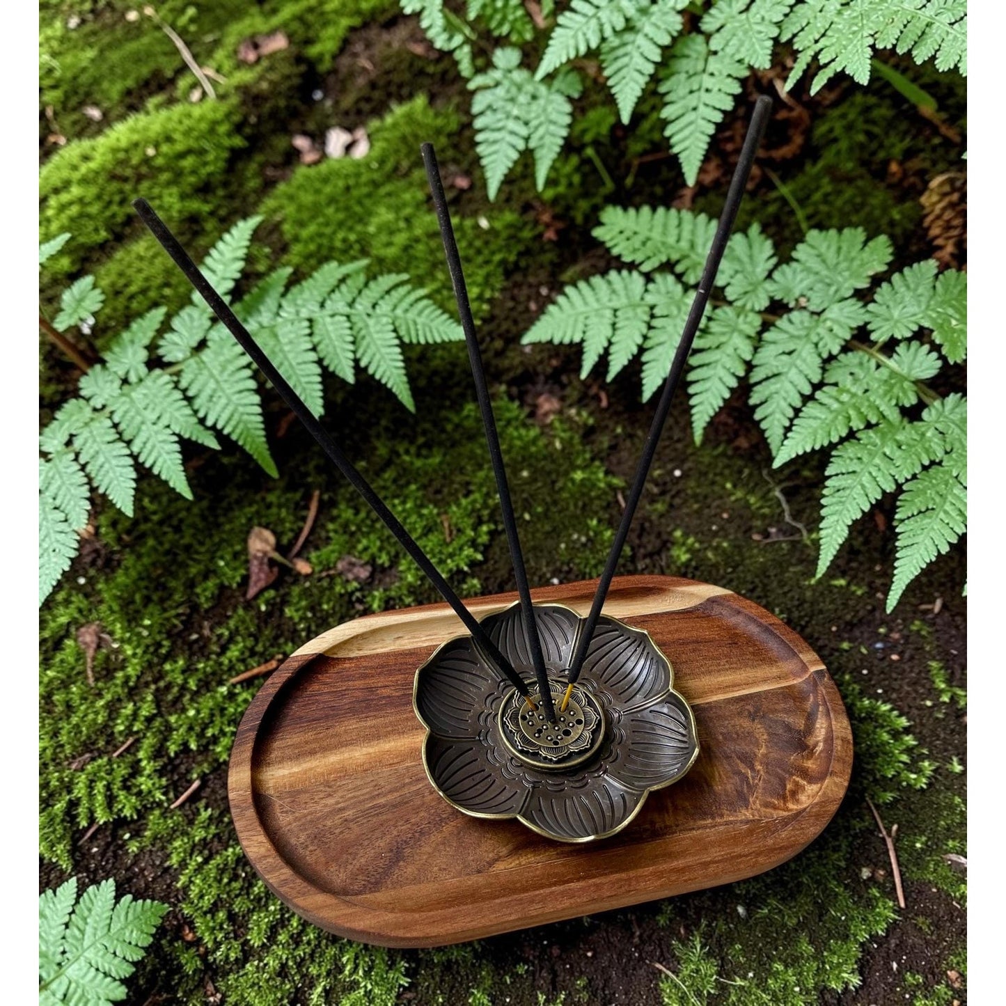 Wooden Lotus Incense Burner Tray | Stick & Cone Holder | Natural Zen Decor | Meditation Spiritual Gift | 8 x 4.75