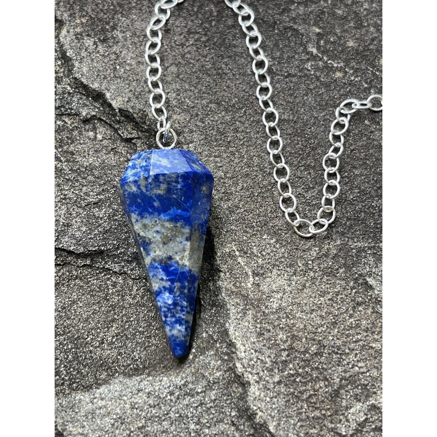 Lapis Lazuli Pendulum with Sterling Silver Hamsa Hand