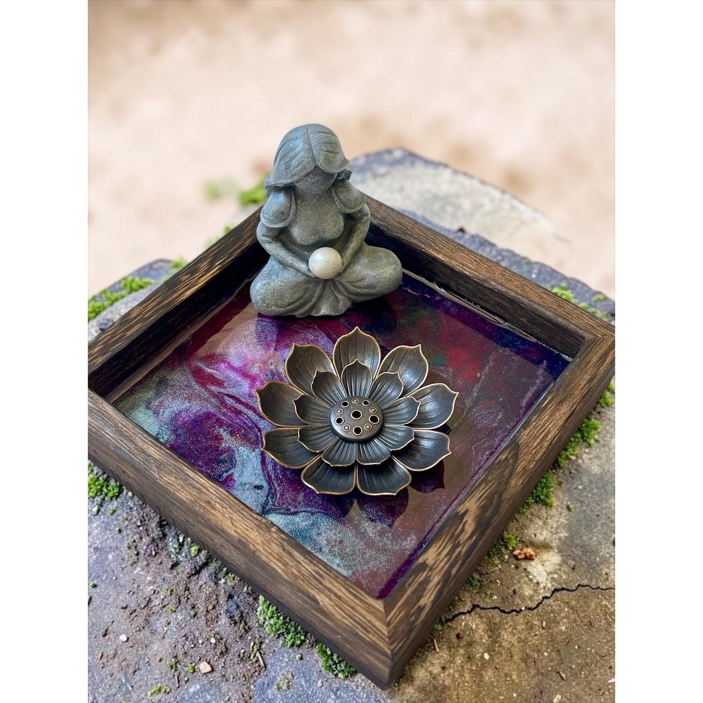 Moon Goddess Lotus Incense Holder | Sacred Lotus Collection No. 2 | Handmade Resin Meditation Altar | Spiritual Home Decor | One of a Kind