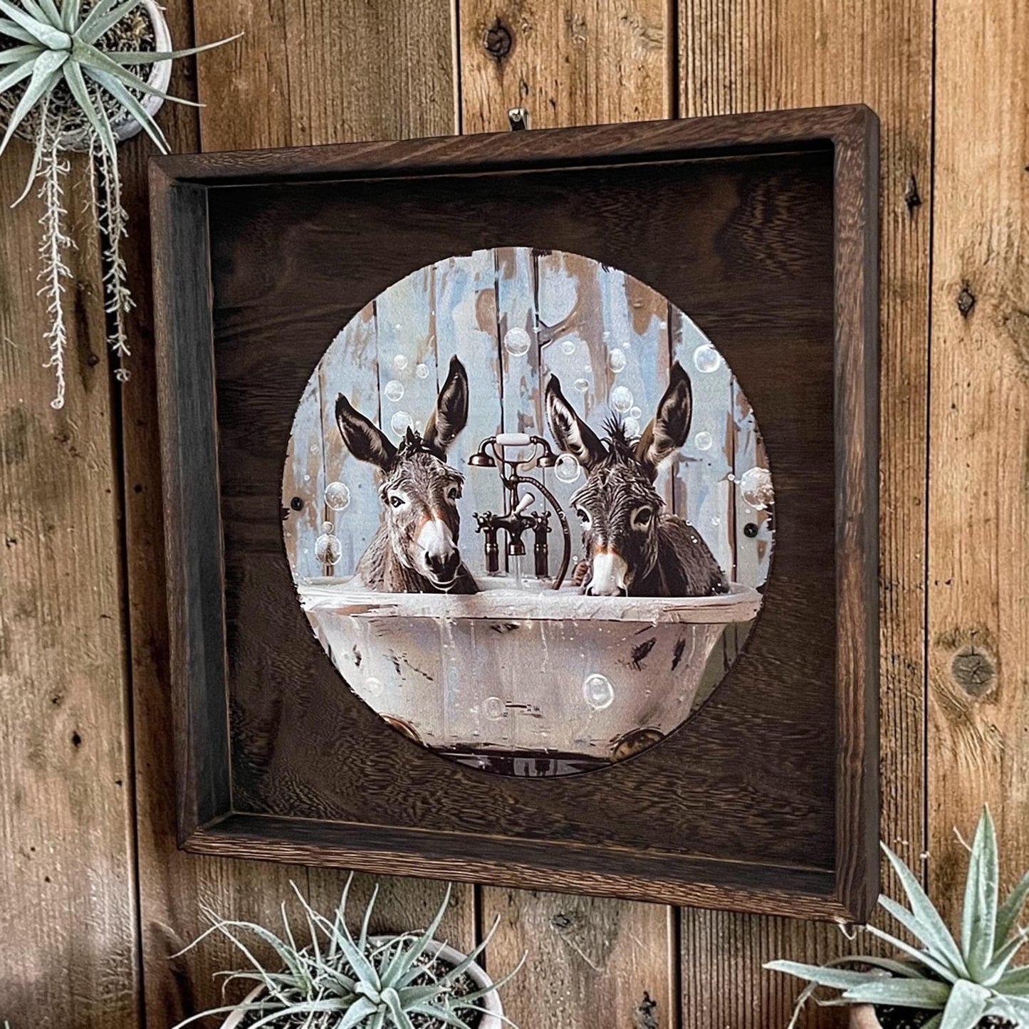 Farmhouse Bathroom Decor | Rustic Animal Wall Art | Donkey Art | Funny Farm Decor