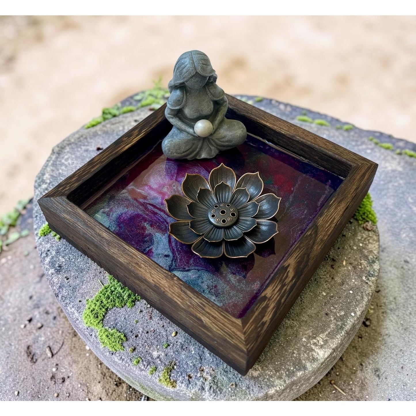 Moon Goddess Lotus Incense Holder | Sacred Lotus Collection No. 2 | Handmade Resin Meditation Altar | Spiritual Home Decor | One of a Kind