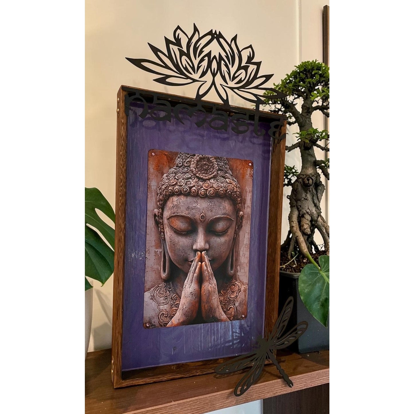 Buddha Wall Art with Namaste Lotus, Spiritual Wall Decor