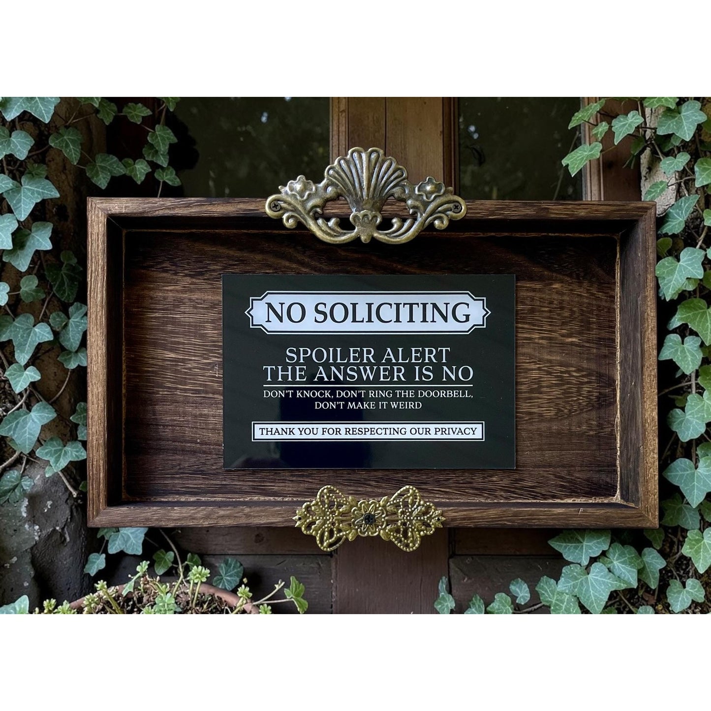 Handmade Rustic No Soliciting Sign | Funny Front Door Sign | Farmhouse Wall Decor | Wooden Entryway Plaque | Ready to Hang