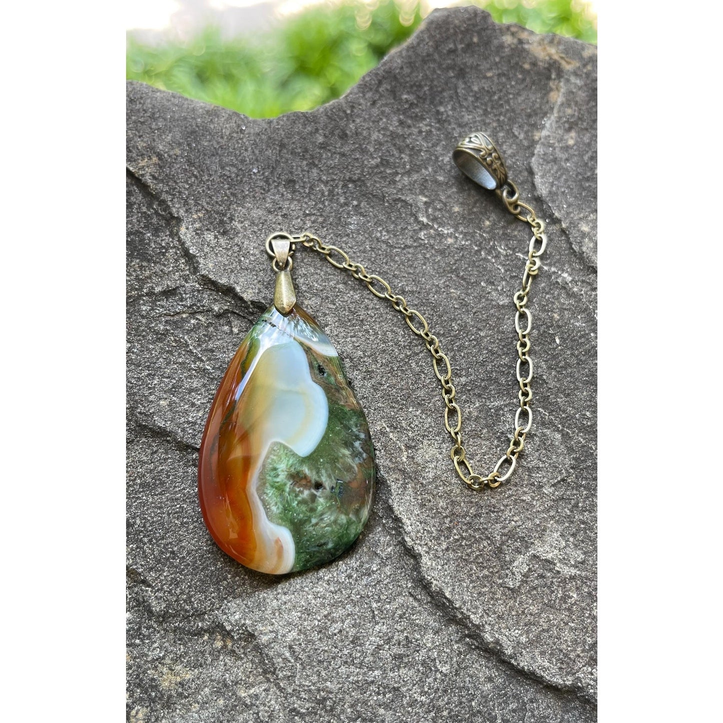 Designs by Imogen Art™ Pocket Peace Collection Green Brown Agate Meditation Stone | Pocket Comfort Stone | Mindfulness Gift