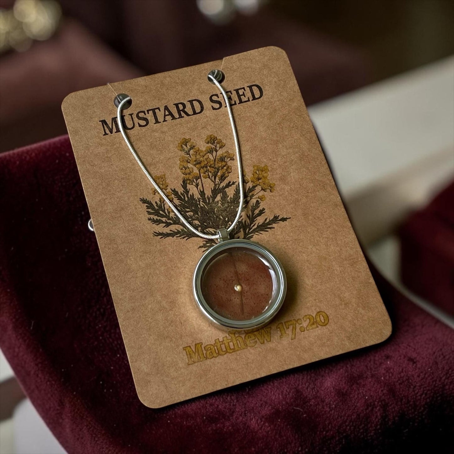 Mustard Seed Faith Necklace – Matthew 17:20 Inspirational Pendant – Christian Gift for Women – Faith Jewelry – Handmade Mustard Seed Locket