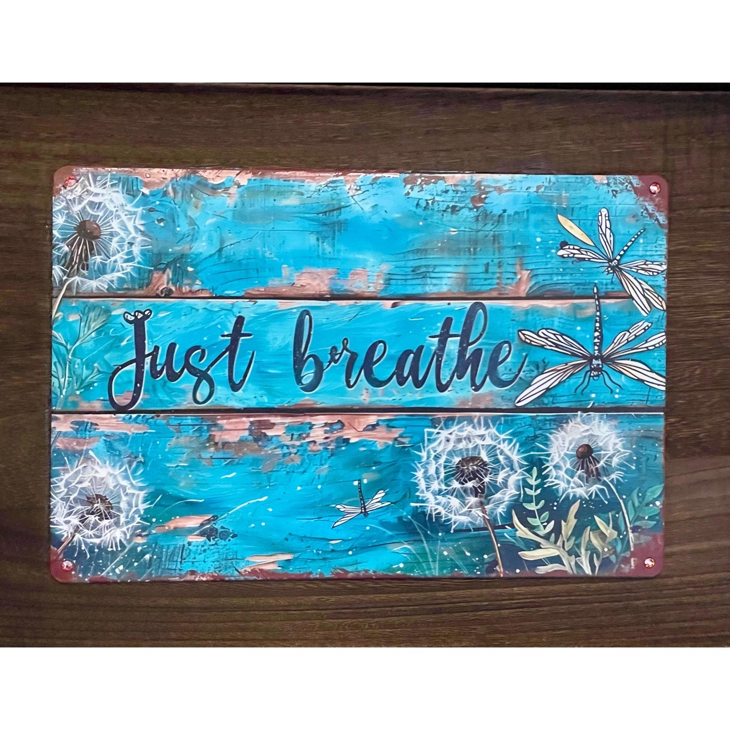 Handmade Wood Sign with Metal Fairy, Inspirational Decor, Dragonfly