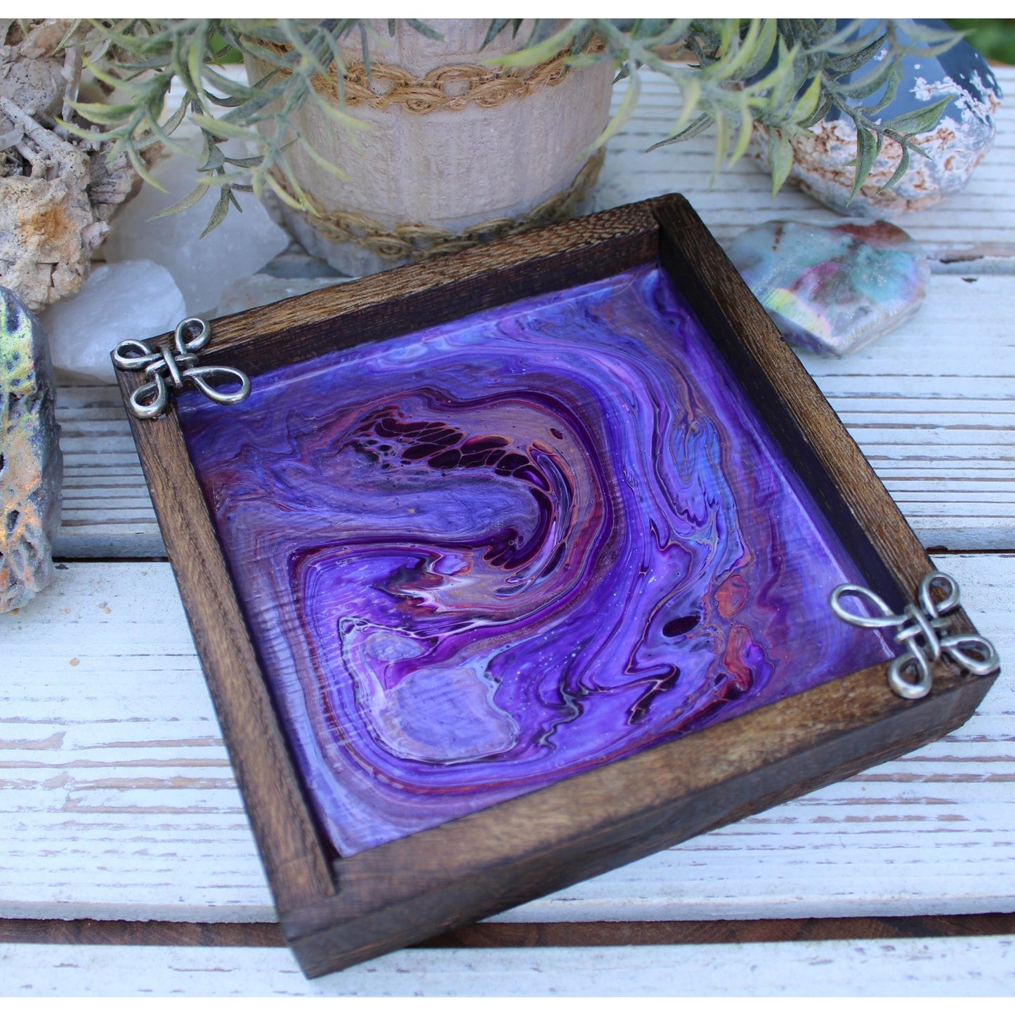 Candle Holder and Candle Celtic Harmony Hand Painted Wood