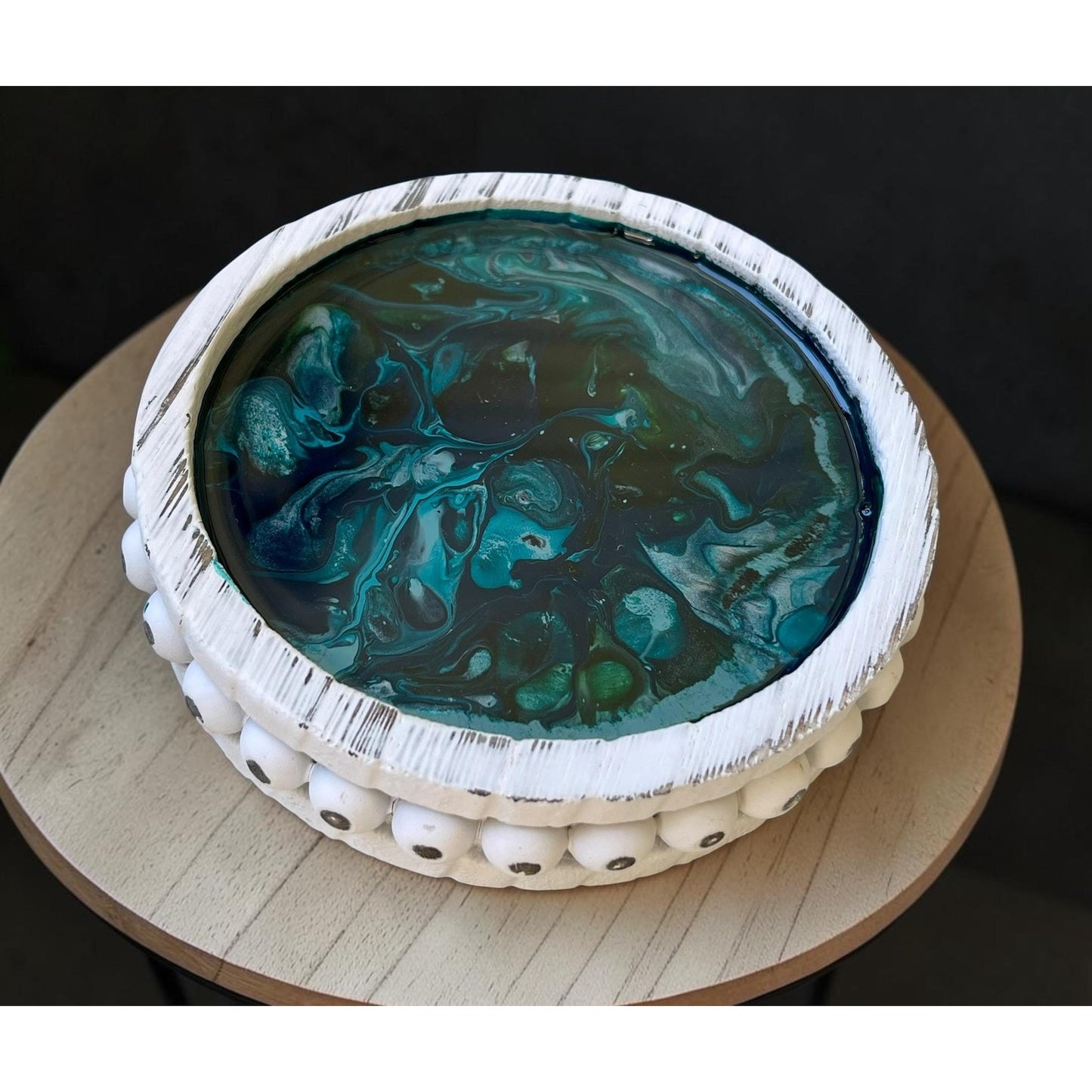 Glacial Vein Collection Mini Resin Tray with Soy Candle | Coastal Farmhouse Decor | Handmade Gift | Artisan Home Accent