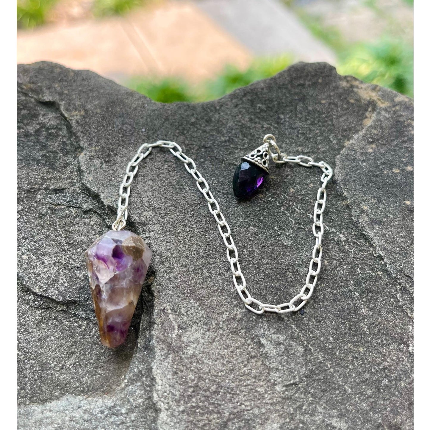 Dreamy Amethyst Pendulum with Sterling Silver Amethyst Handle | Crystal Dowsing Pendulum | Divination Tool | Reiki Pendulum Handmade