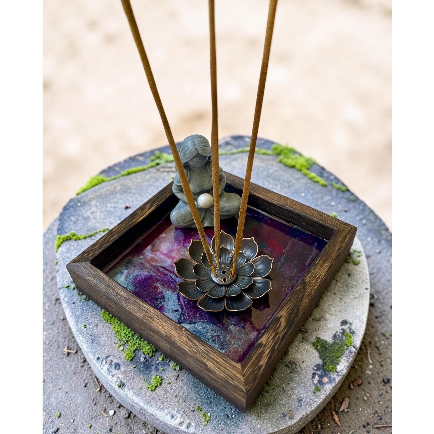 Moon Goddess Lotus Incense Holder | Sacred Lotus Collection No. 2 | Handmade Resin Meditation Altar | Spiritual Home Decor | One of a Kind