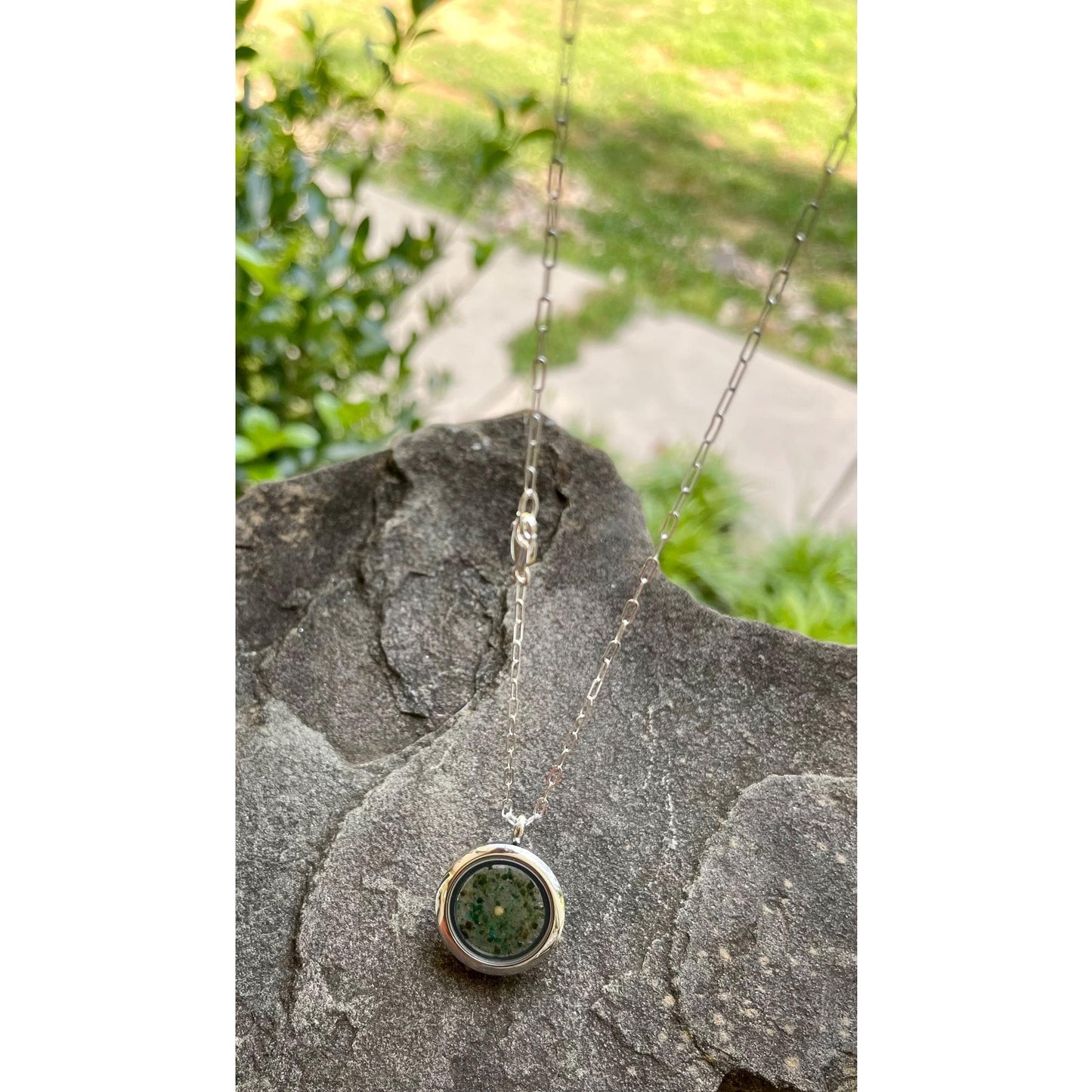 Mustard Seed Faith Necklace | Chrysocolla Sand Pendant | 20” Sterling Silver Chain | Matthew 17:20 Christian Gift | Inspirational Jewelry