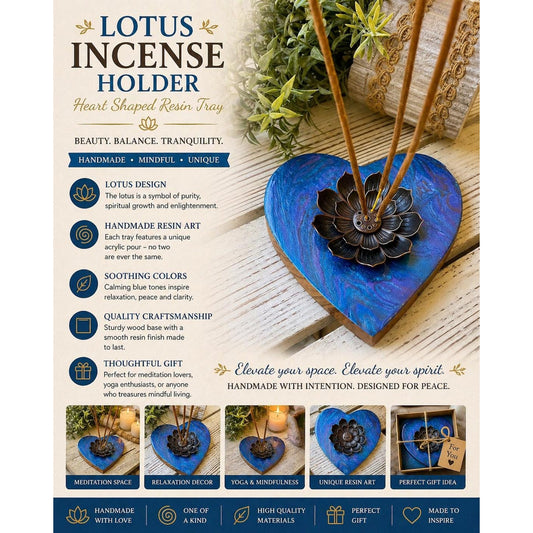 Lotus Incense Holder – Heart Shaped Resin Tray
