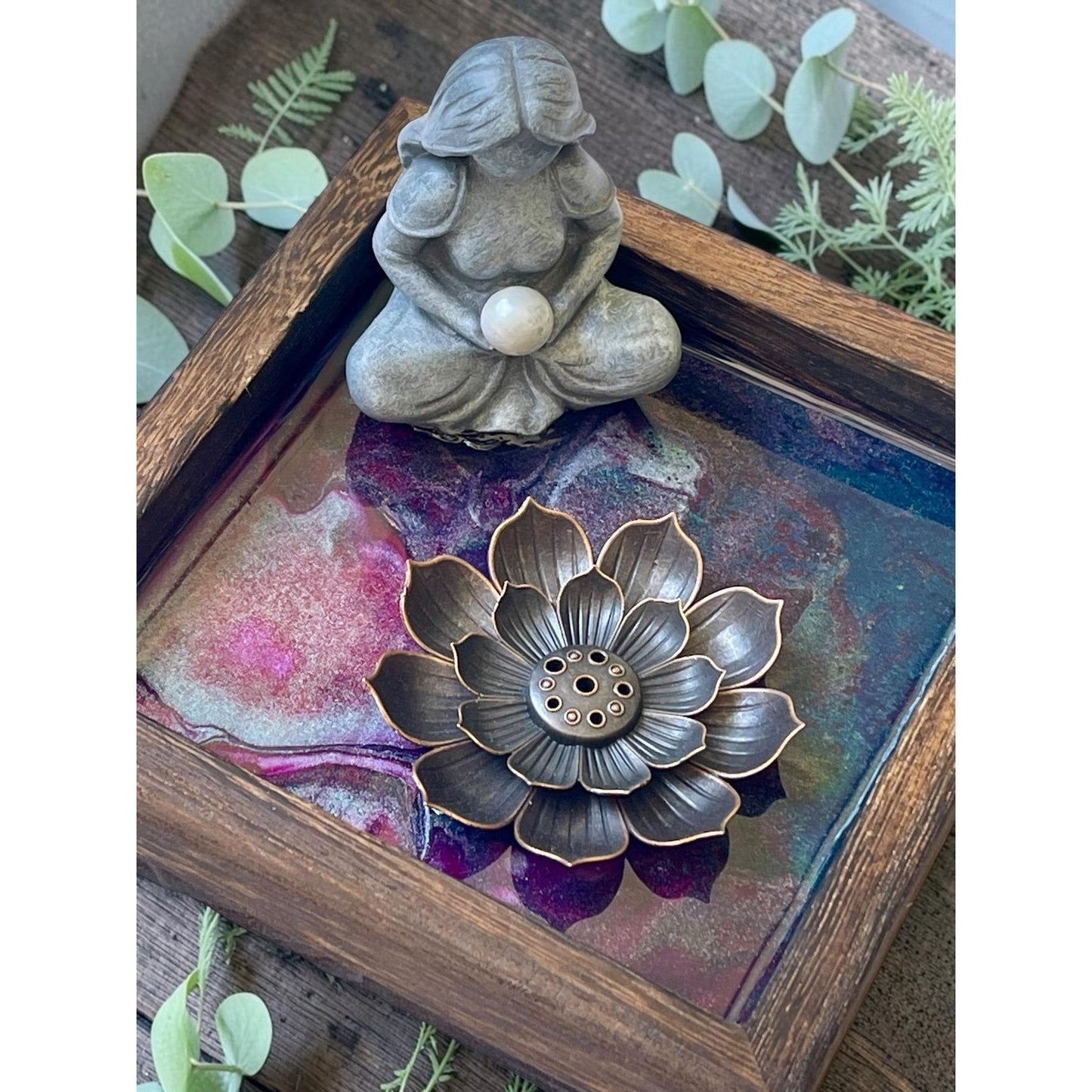 Moon Goddess Lotus Incense Holder | Sacred Lotus Collection No. 1 | Handmade Resin Meditation Altar Spiritual Home Decor One of a Kind Gift