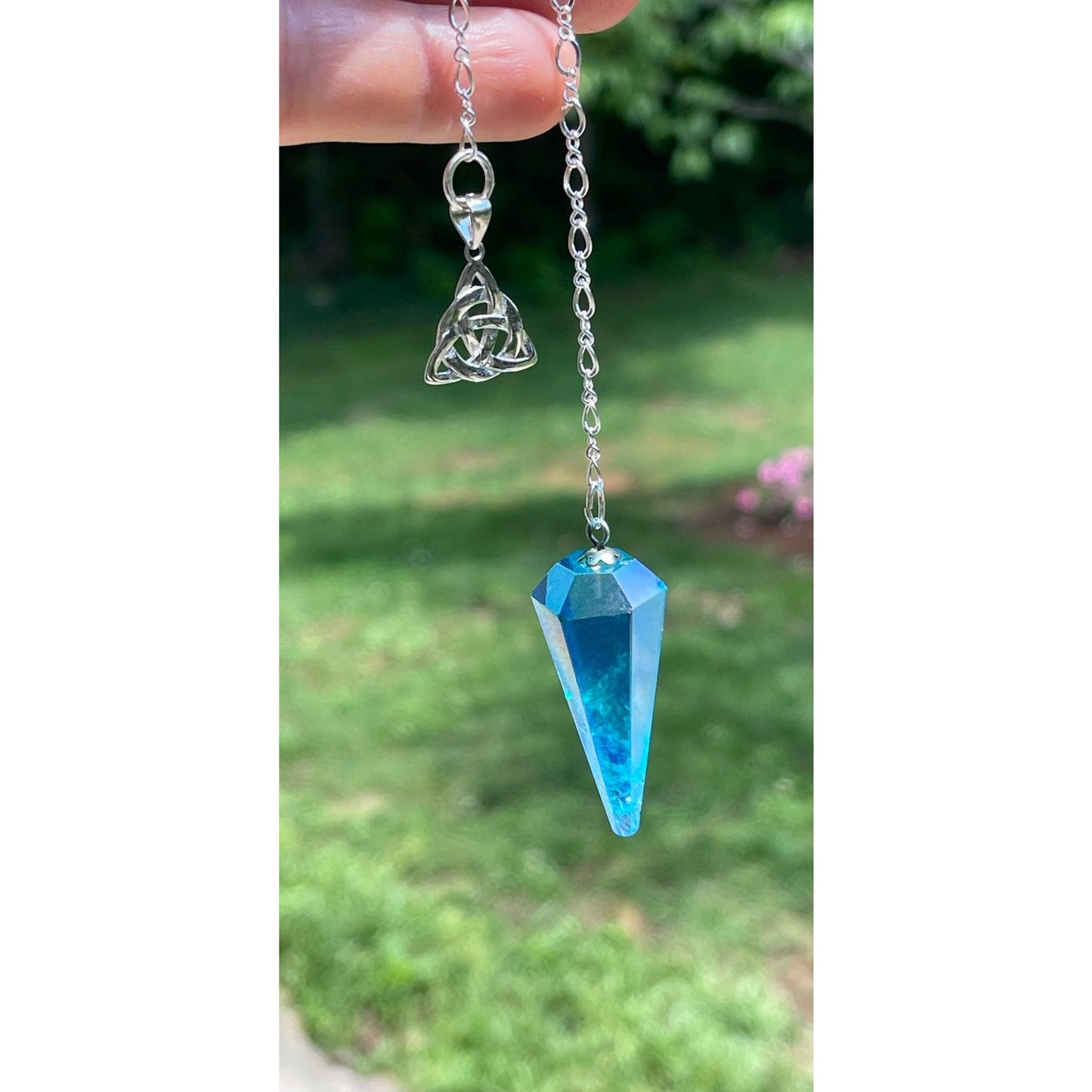 Aqua Aura Quartz Pendulum