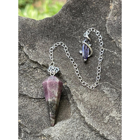 Ruby Feldspar & Amethyst Sterling Silver Pendulum