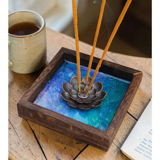 Hand Painted Lotus Incense Holder – Handmade Boho Incense Burner