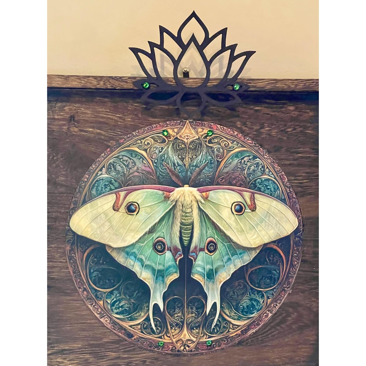 Luna Moth Wall Art 10.5” | Wood Framed Celestial Decor |