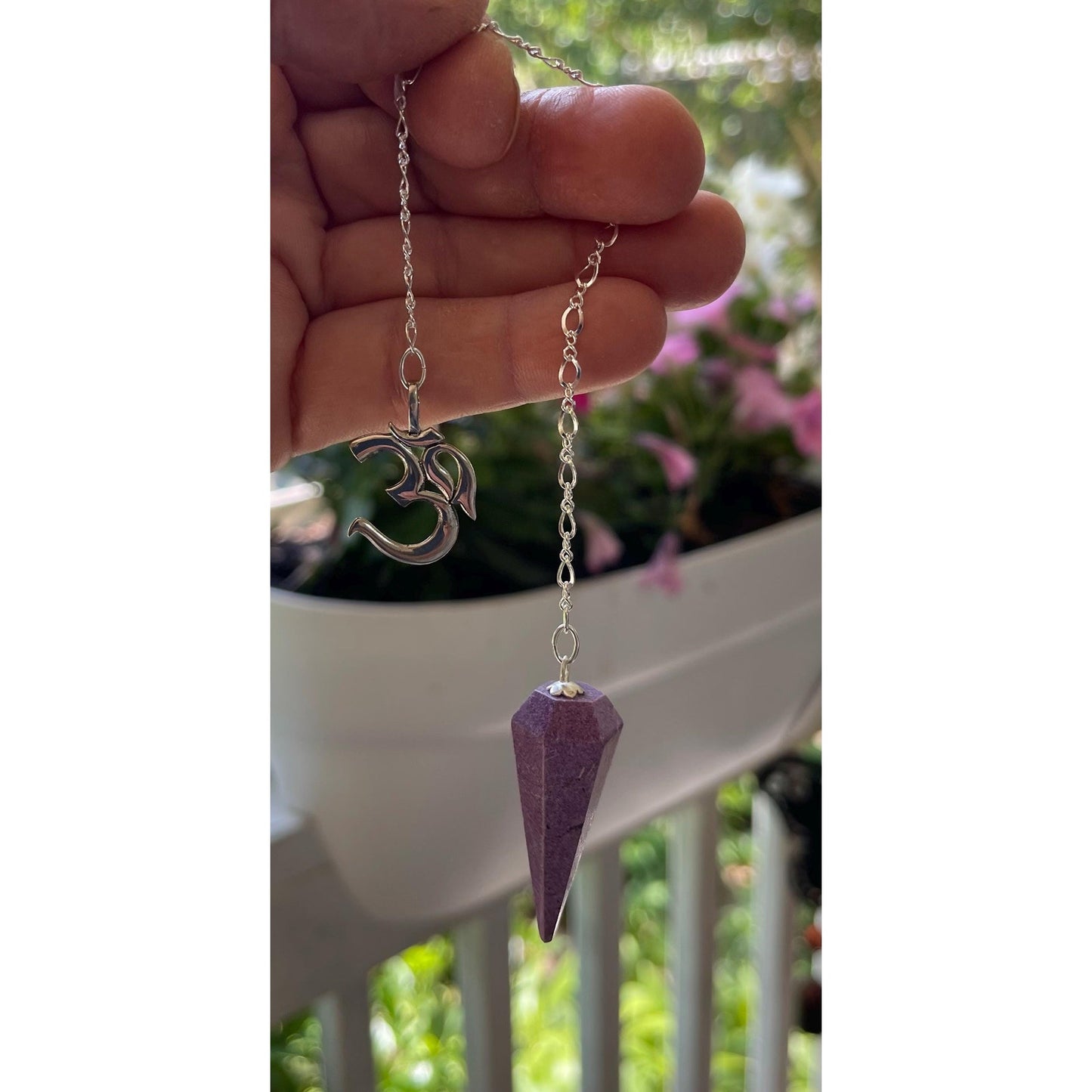 Sterling Silver OM Stichtite Pendulum
