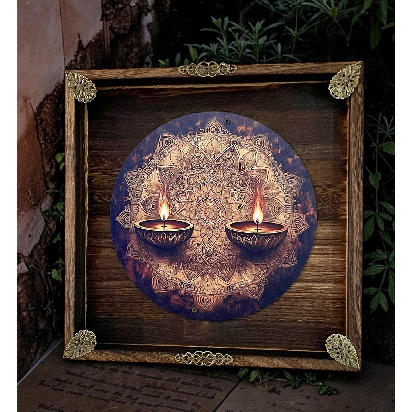 Boho Mandala Wall Art | Handmade Framed Spiritual Decor | Meditation Room Wall Hanging | Yoga Studio Decor | Ready to Hang | 10.5 Inch