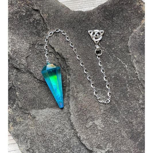 Aqua Aura Quartz Pendulum