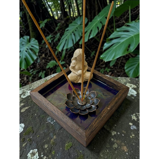 Sacred Lotus Collection No. 3 | Forest Goddess Lotus Incense Holder | Rooted in Renewal | Handmade Resin Meditation Altar | Zen Decor