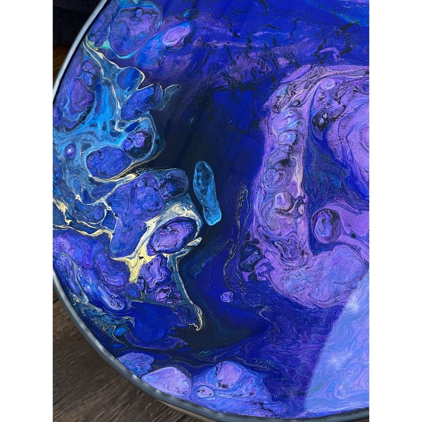 Midnight Tide Side Table | Original Resin Art Furniture | Hand Painted Accent Table | Modern Ocean Inspired Decor | One of a Kind