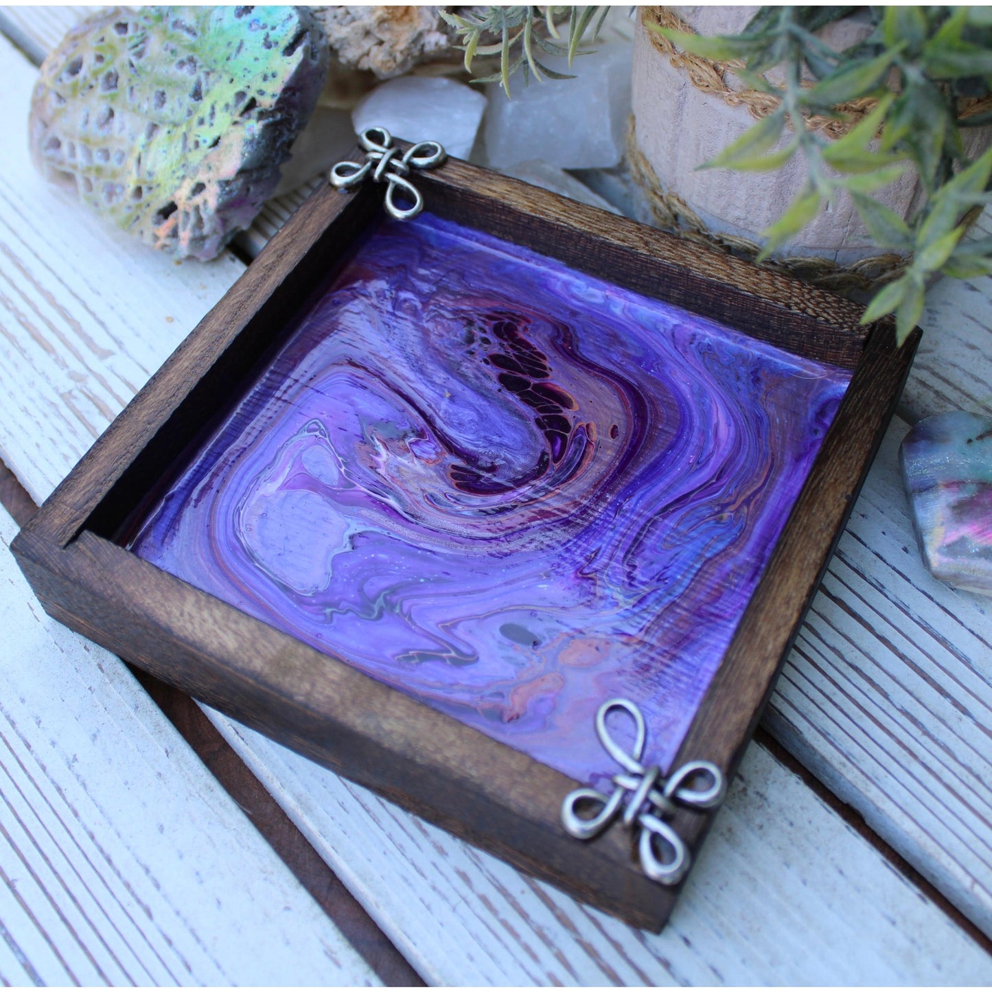 Candle Holder and Candle Celtic Harmony Hand Painted Wood