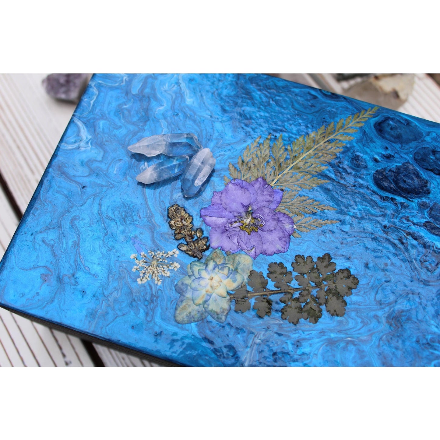Hand Painted Jewelry Box, Keepsake Box, with Crystals