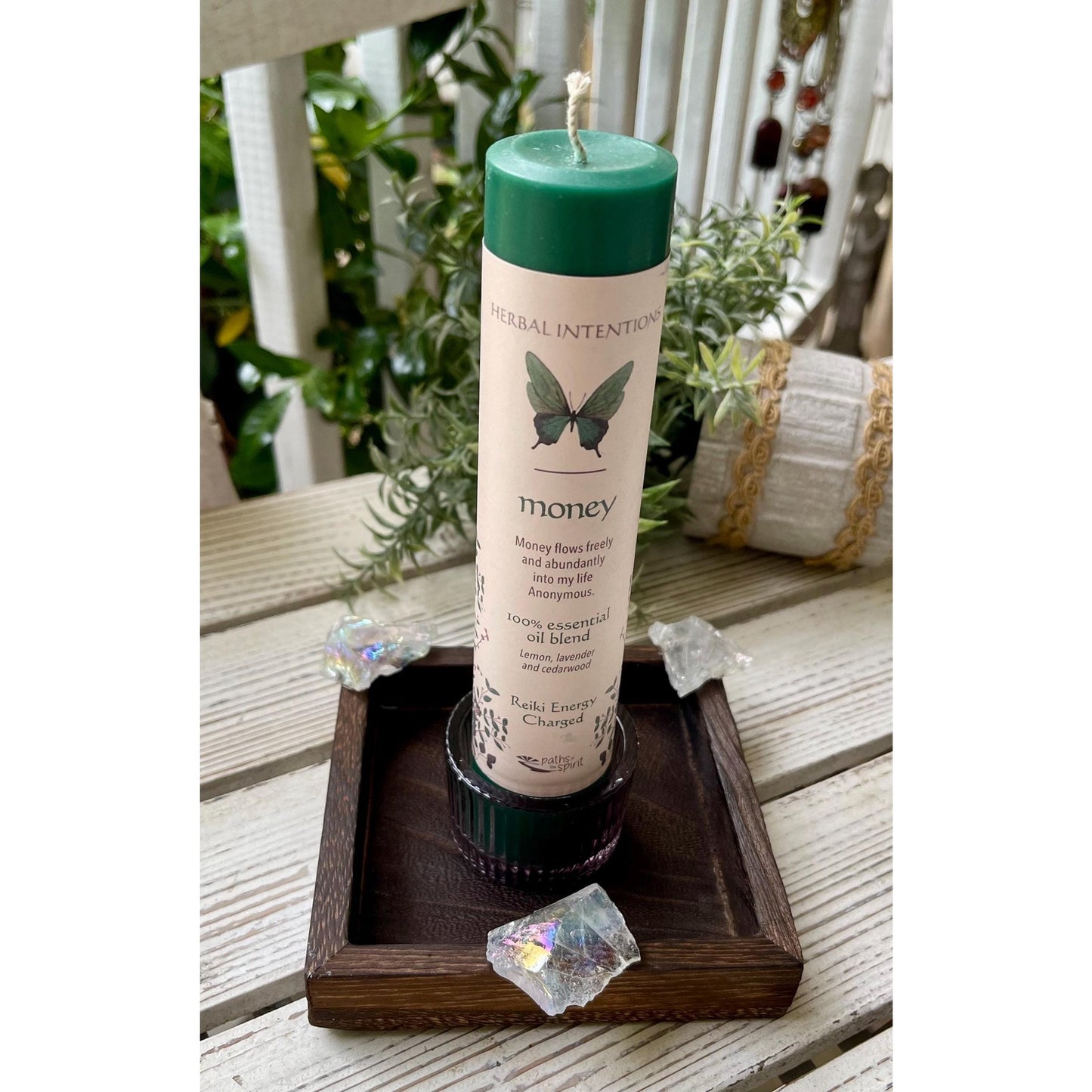 Manifestation Candle Set, Money Intention Candle with Aura Quartz, Crystal Candle Set, Reiki Charged Candle, Abundance Gift, Spiritual Decor