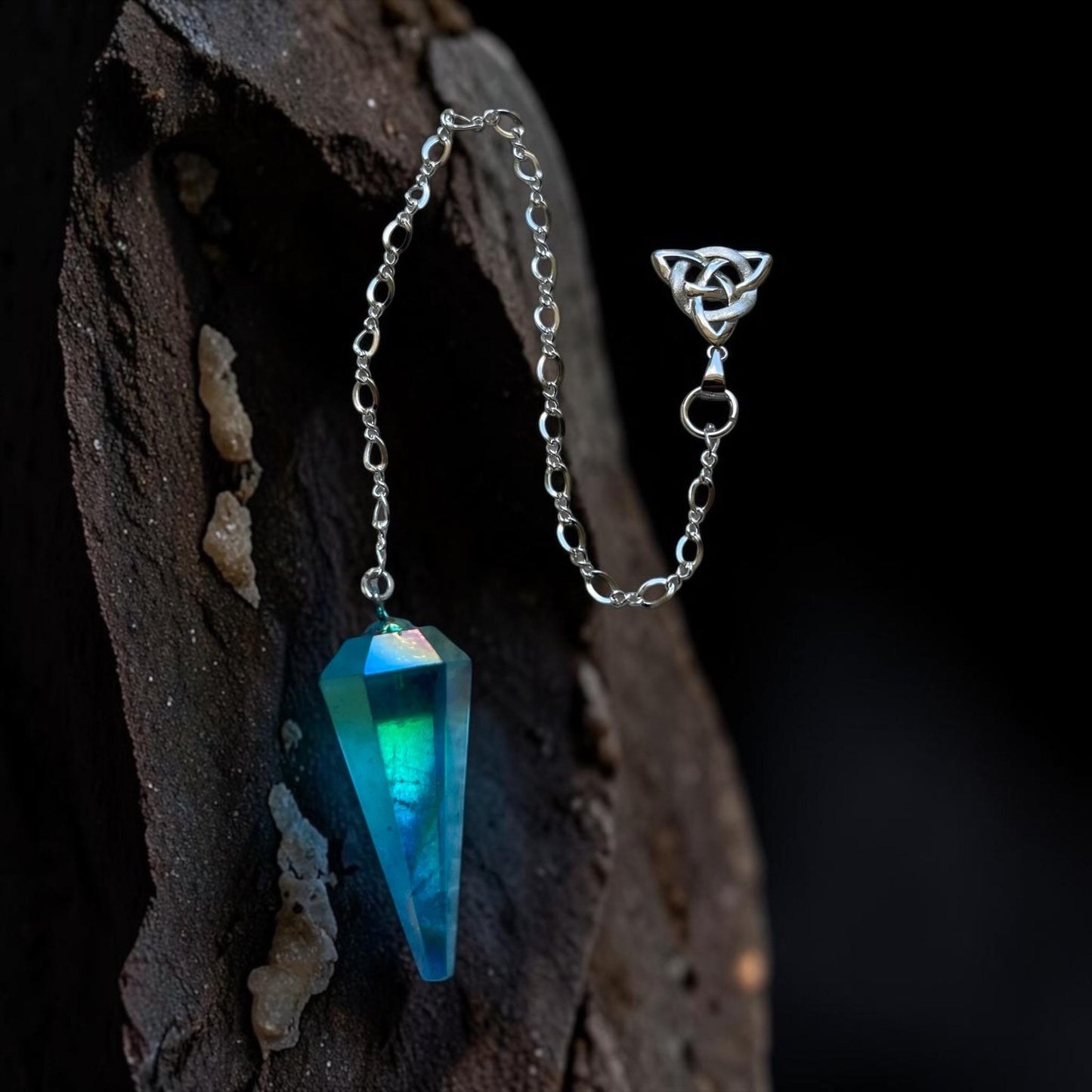 Aqua Aura Quartz Pendulum