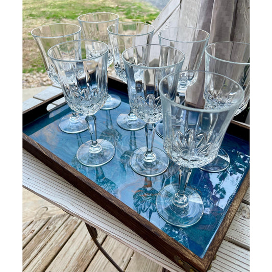 Mara Quiet Depth Resin Tray • Large Blue Abstract Serving Tray • Acrylic Pour Art • Statement Home Decor • Handmade Coffee Table Tray