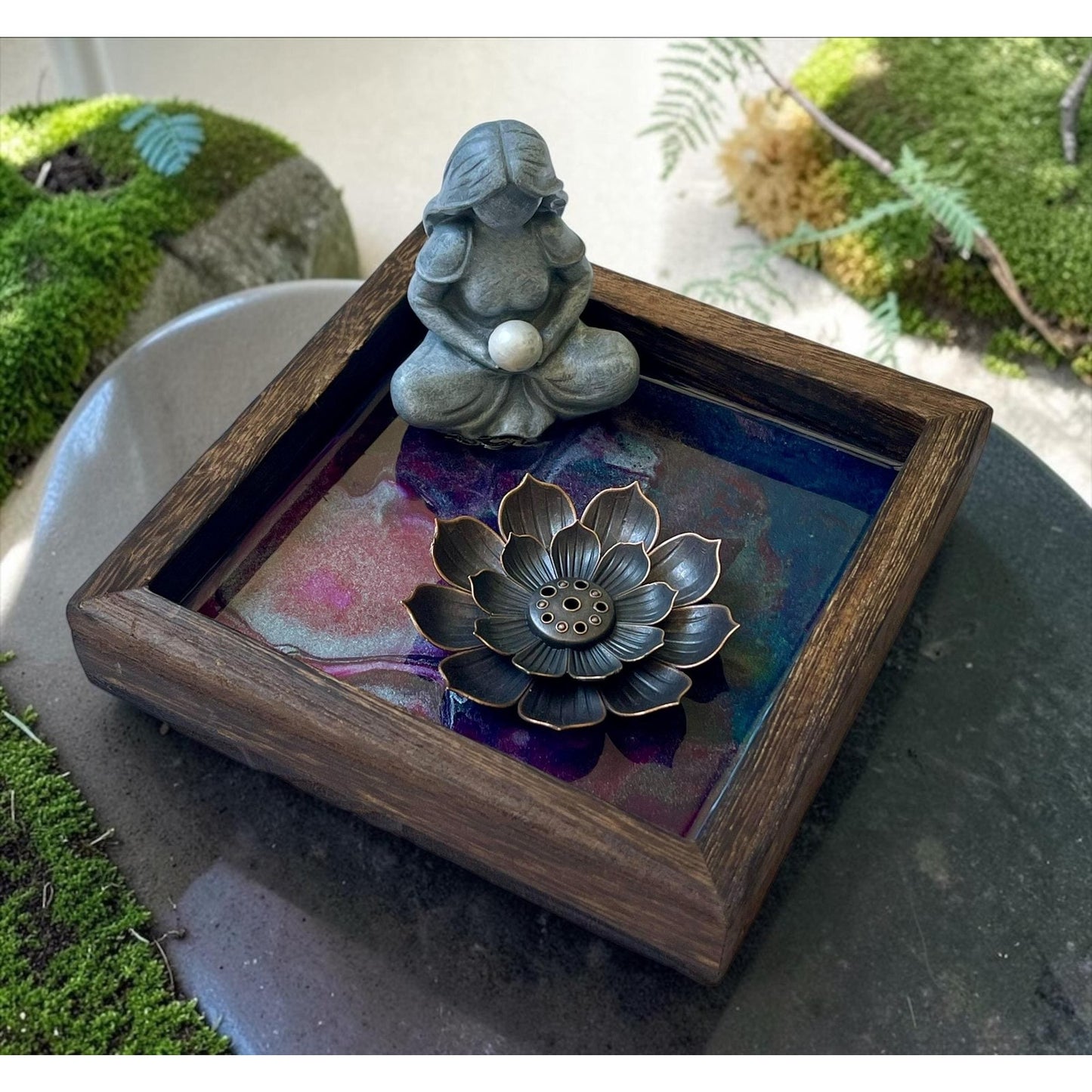 Moon Goddess Lotus Incense Holder | Sacred Lotus Collection No. 1 | Handmade Resin Meditation Altar Spiritual Home Decor One of a Kind Gift