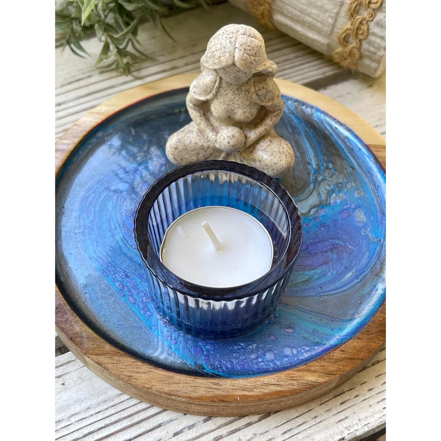 Goddess Candle Holder – Ocean Blue Acrylic Pour Tray