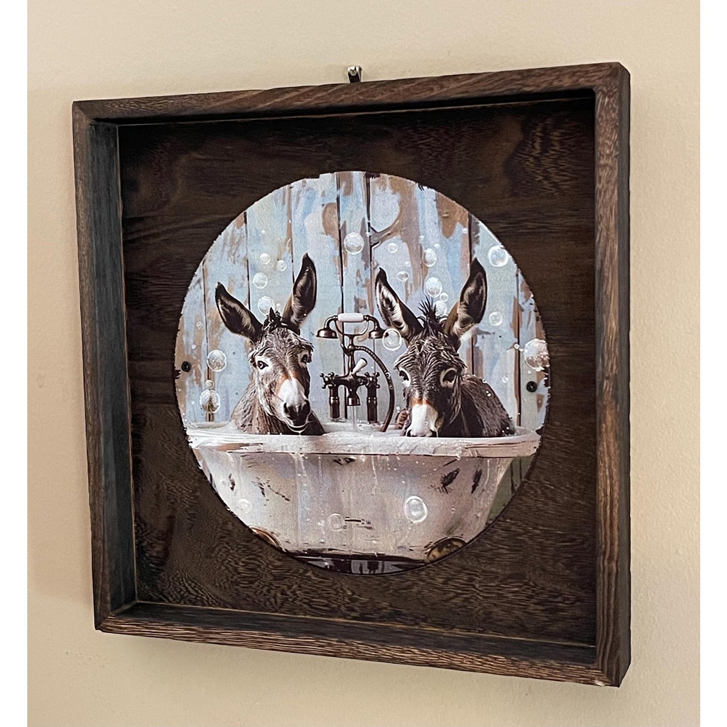 Farmhouse Bathroom Decor | Rustic Animal Wall Art | Donkey Art | Funny Farm Decor