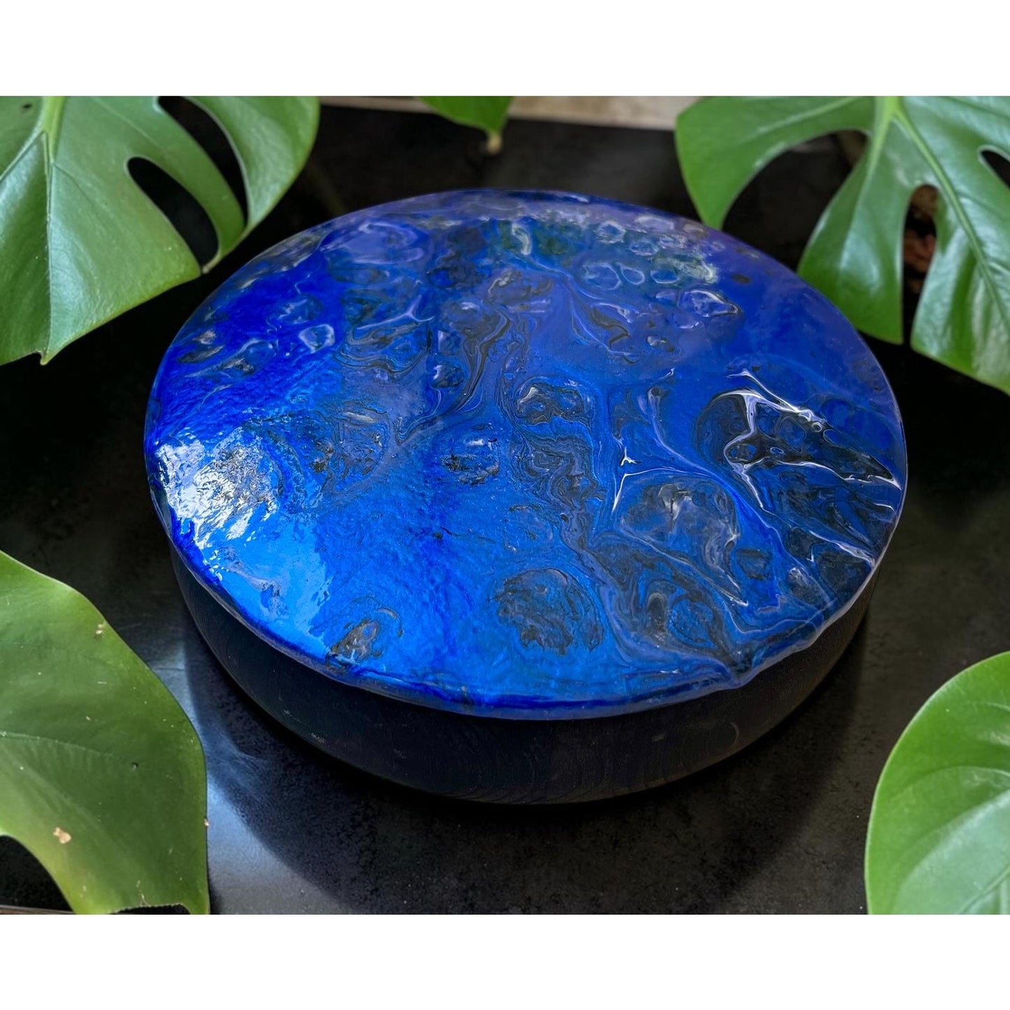 Jewelry Box, Keepsake Box, Round Hand Painted Box Acrylic Hand painted 5" x 5"