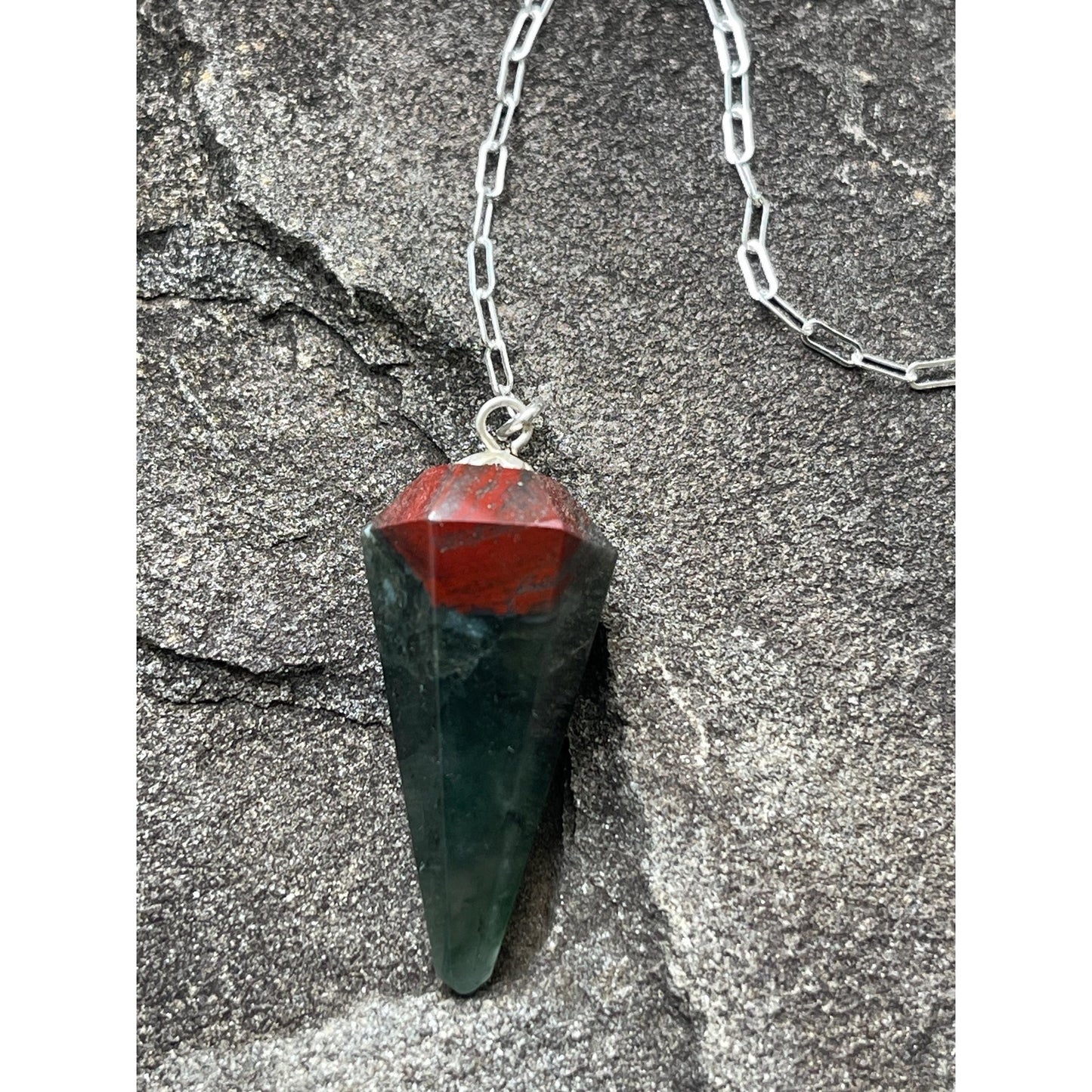 Luxury African Bloodstone & Garnet Pendulum | Sterling Silver Chain