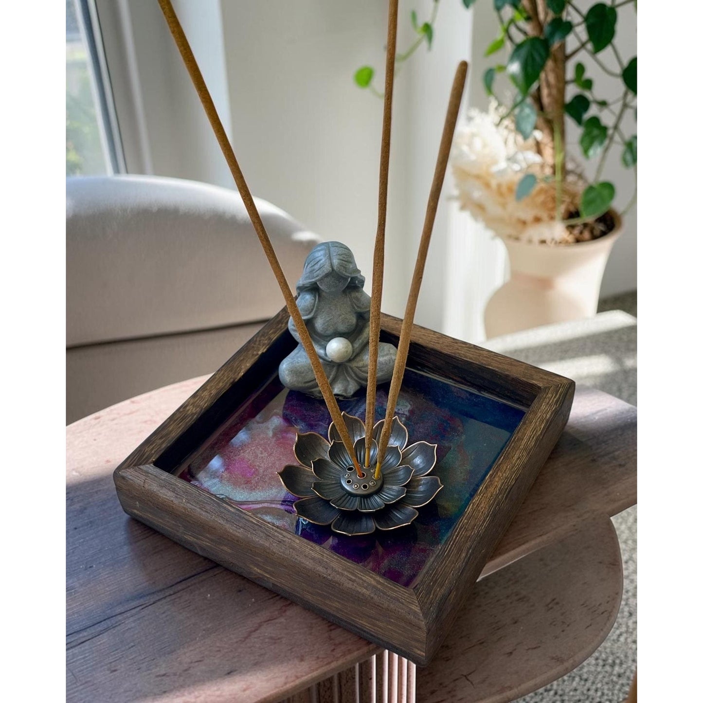 Moon Goddess Lotus Incense Holder | Sacred Lotus Collection No. 1 | Handmade Resin Meditation Altar Spiritual Home Decor One of a Kind Gift
